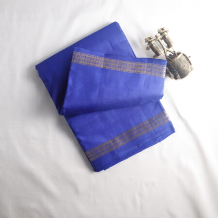 Pure Silk Dhothi Ink Blue
