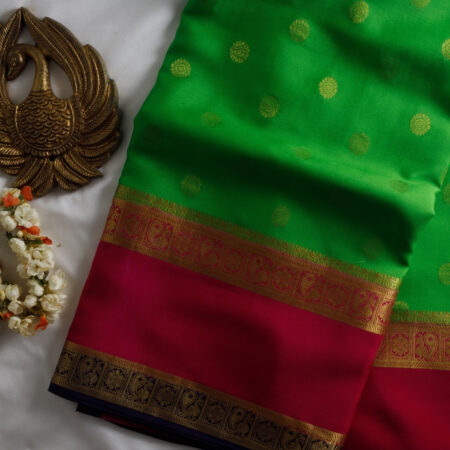 Parrot Green Crepe Silk Saree