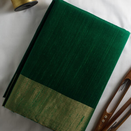Bottle Green Pure Dupion Raw Silk