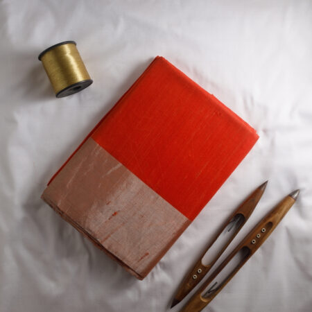 Dark Peach Pure Dupion Raw Silk