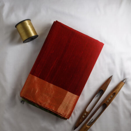 Maroon Pure Dupion Raw Silk