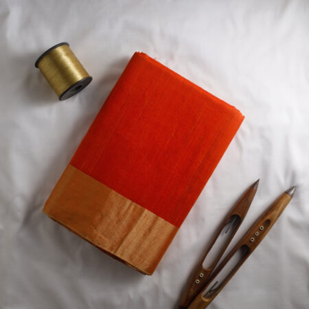 Orange Pure Dupion Raw Silk
