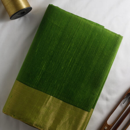 Parrot Green Pure Dupion Raw Silk