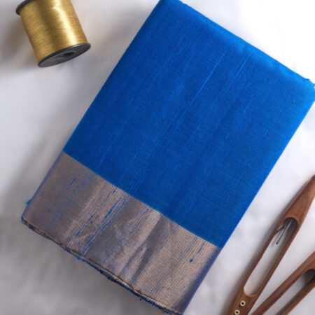 Peacock Blue Pure Dupion Raw Silk