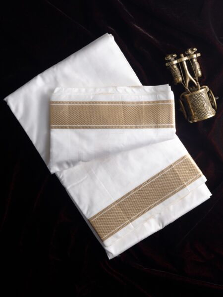 Pure Silk Dhothi White