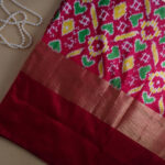 Yellow And Black Ikkath Checks Saree