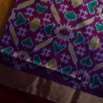 Yelow And Blue Ikkath Checks Saree