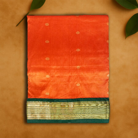 9 YARDS PURE SILK COPPER/GREEN