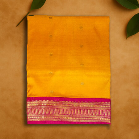 9 YARDS PURE SILK GOLD/PINK