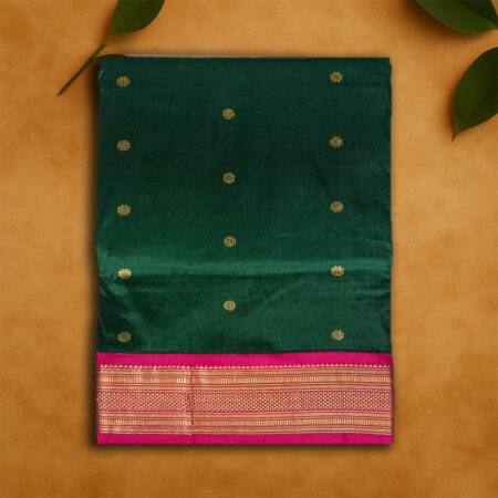 9 YARDS PURE SILK BOTTLE GREEN/PINK