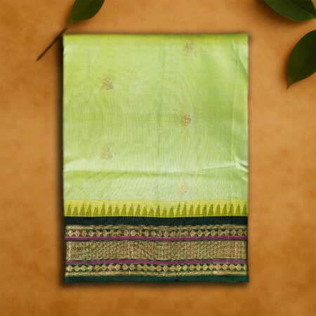 TEMPLE BORDER PURE SILK PISTA/BOTTLE GREEN