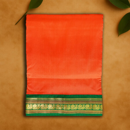 9 YARDS PURE SILK ORANGE/GREEN
