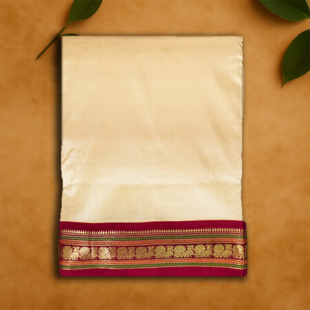 9 YARDS PURE SILK IVORY/MAROON