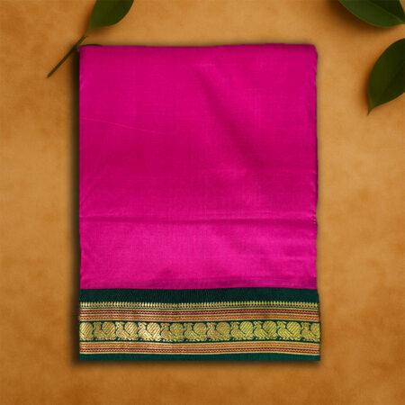 9 YARDS PURE SILK RPINK/BGREEN