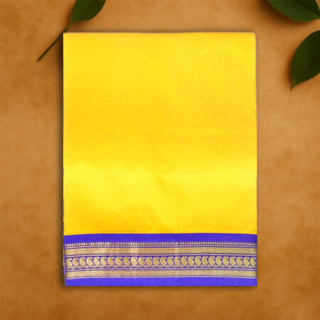 9 YARDS PURE SILK GOLD/BLUE