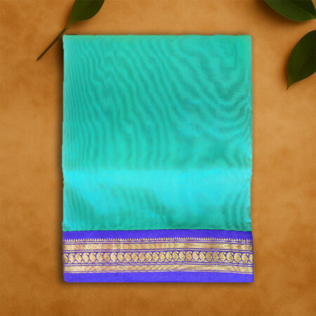 9 YARDS PURE SILK SEAGREEN/BLUE