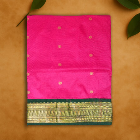 9 YARDS PURE SILK RANI PINK/GREEN