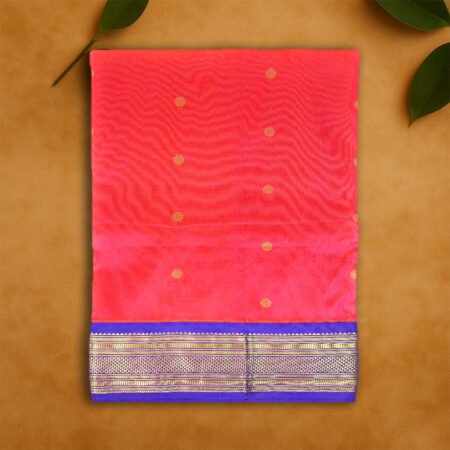 9 YARDS PURE SILK RED/BLUE