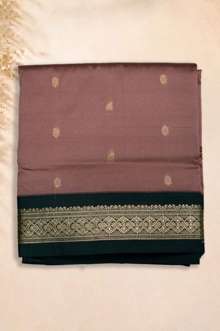 10 Yards Saree - Rose Brown (Green Border)
