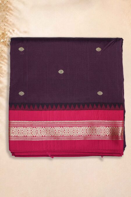 10 Yards Saree - Purple (Pink Border)