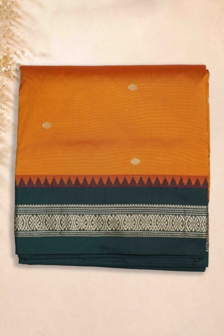 10 Yards Saree - Mustard (Dark Green Border)