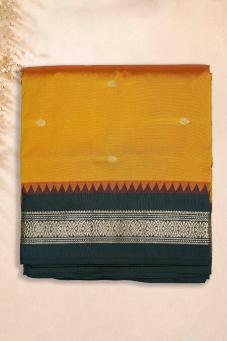 10 Yards Saree - Yellow (Dark Green Border)