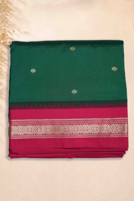 10 Yards Saree - Light Green (Pink Border)