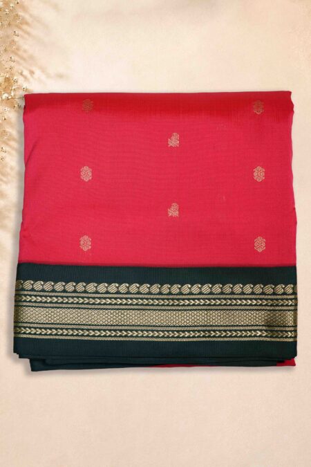 10 Yards Saree - Pink/Orange (Dark Green Border)