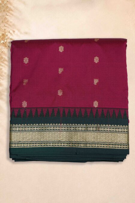 10 Yards Saree - Beetroot Red (Dark Green Border)