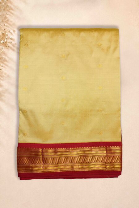 9 Yards Pure Silk Saree - Gold * Red border