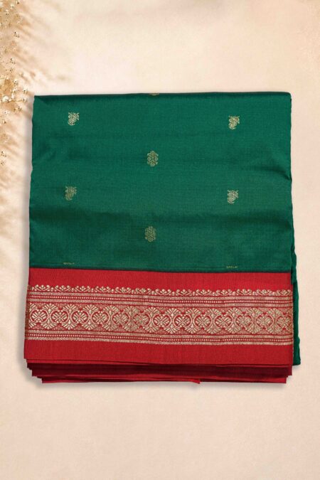 10 Yards Saree - Green (Red Border)