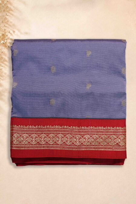 10 Yards Saree - Grey (Red Border)