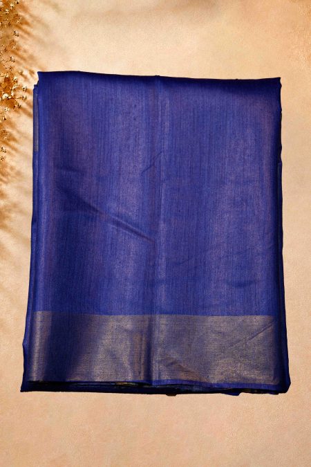 Tussar Silk Saree - Royal Blue - MGMAAB0173