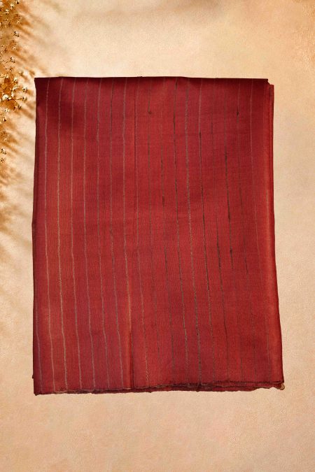 Tussar Silk Saree - Red - MGMAAB0194