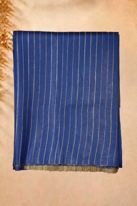 Tussar Silk Saree - Royal Blue - MGMAAB0205