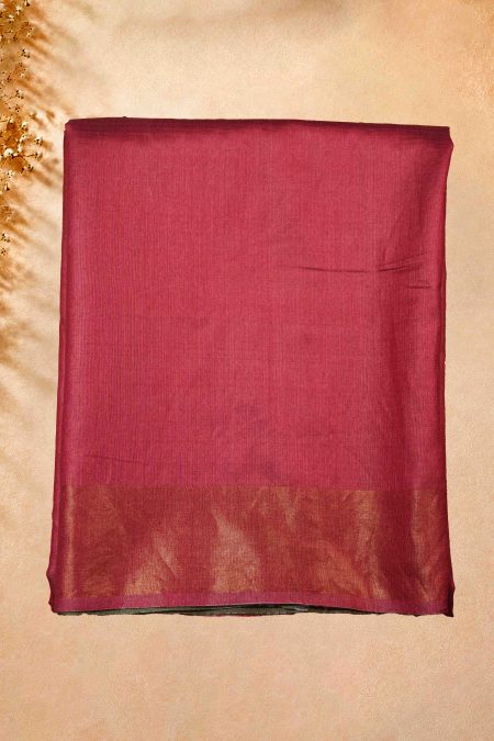 Tussar Silk Saree - Red & Olive Green - MGMAAB0227