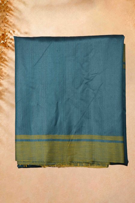 Tussar Silk Saree - Teal Blue & Yellow - MGMAAB0259
