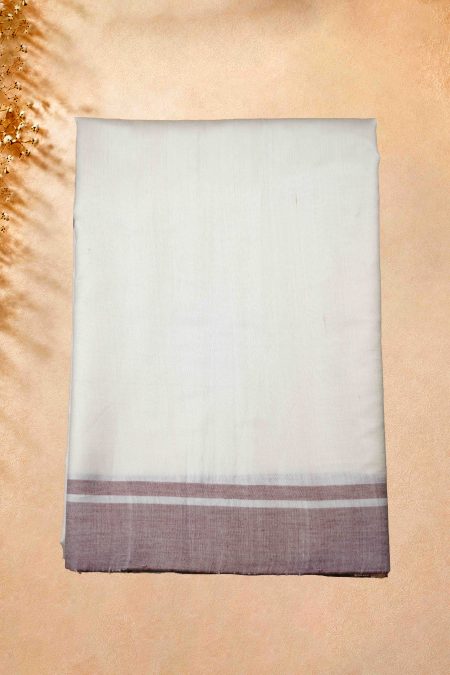 Tussar Silk Saree - White & Brown - MGMAAB0261