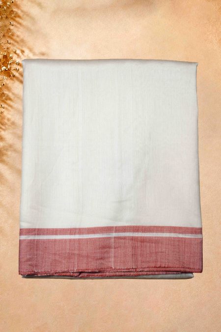 Tussar Silk Saree - White & Red - MGMAAB0271