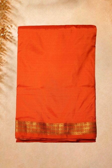 Pure Silk Dhoti - Orange - MGMAAB0282